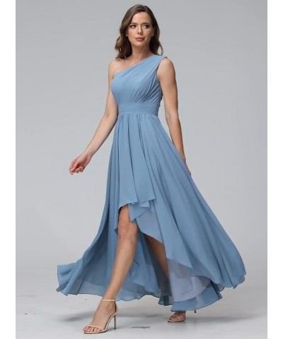 Women's One Shoulder Bridesmaid Dresses High Low Chiffon Formal Party Gowns with Pockets SE051 Dusty Sage $31.61 Dresses