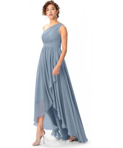 Women's One Shoulder Bridesmaid Dresses High Low Chiffon Formal Party Gowns with Pockets SE051 Dusty Sage $31.61 Dresses