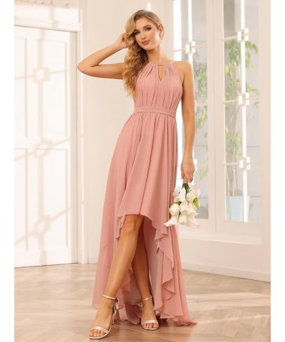 Halter Bridesmaid Dresses Long for Women 2024 High Low Formal Party Dress with Pockets NO042 Olive Green $23.65 Dresses