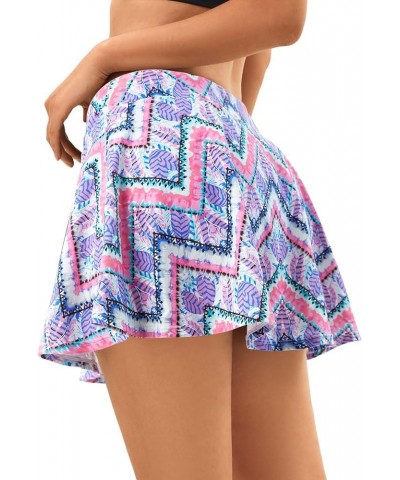 Swim Shorts Women High Waisted Bikini Bottom Tummy Control Bathing Suits Swimsuit Board Shorts with Liner Purple Print $11.76...