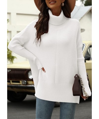 Trendy Oversized Turtleneck Sweater for Women Long Knitted Cozy Pullover Sweaters White $18.89 Sweaters