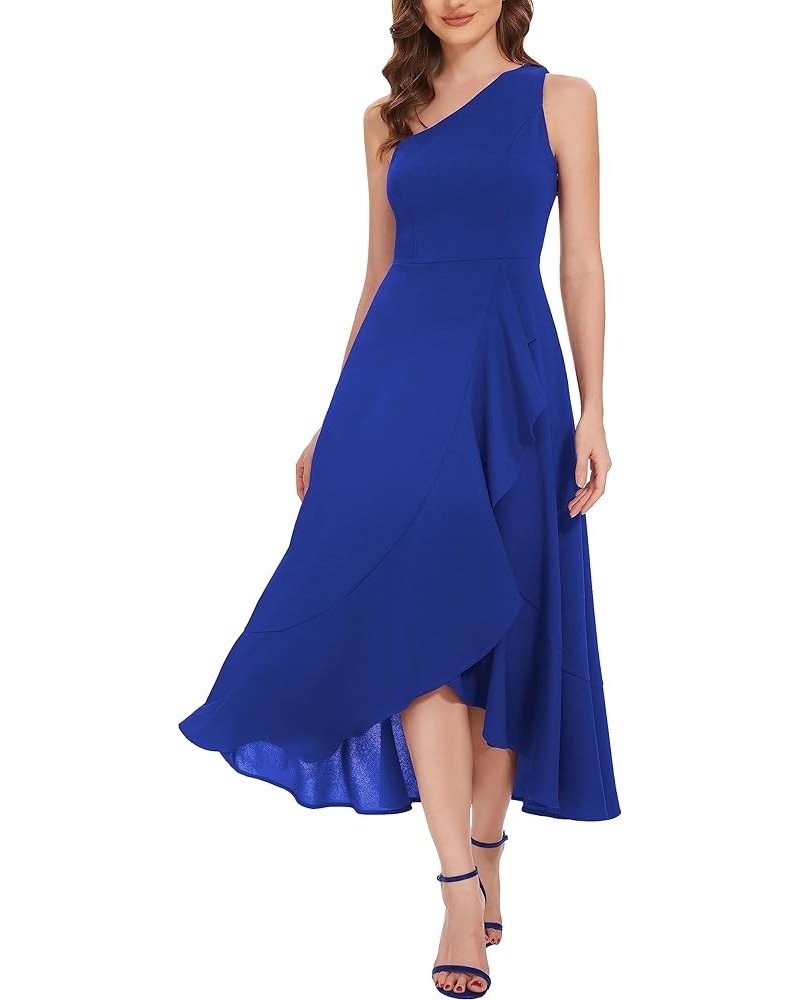 Women's 2023 Summer Wedding Guest Cocktail One Shoulder Prom Dress Sleeveless Slit Split Party Formal Dresses Royalblue $30.7...