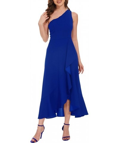 Women's 2023 Summer Wedding Guest Cocktail One Shoulder Prom Dress Sleeveless Slit Split Party Formal Dresses Royalblue $30.7...