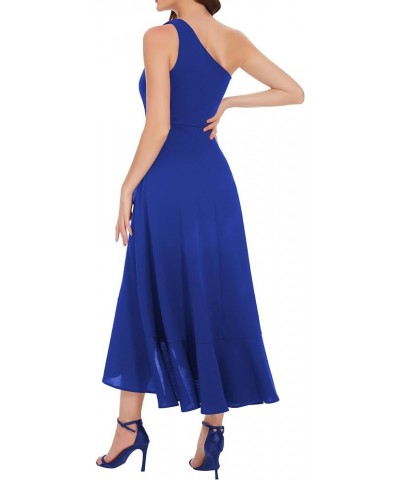 Women's 2023 Summer Wedding Guest Cocktail One Shoulder Prom Dress Sleeveless Slit Split Party Formal Dresses Royalblue $30.7...