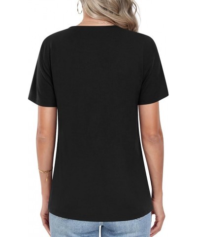 Womens 2024 Casual Tunic Tops Summer Short Sleeve Crewneck Blouses Loose Tshirts For Leggings 01-black $14.24 Tops