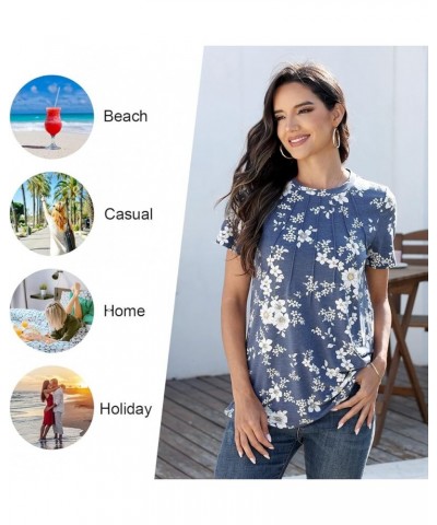 Womens 2024 Casual Tunic Tops Summer Short Sleeve Crewneck Blouses Loose Tshirts For Leggings 01-black $14.24 Tops