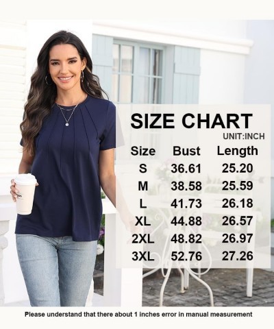 Womens 2024 Casual Tunic Tops Summer Short Sleeve Crewneck Blouses Loose Tshirts For Leggings 01-black $14.24 Tops