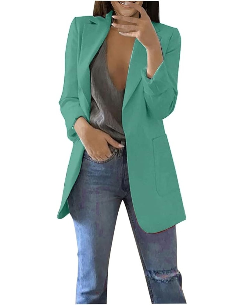 Blazers for Women Business Work Casual Open Front Blazer Suit 2023 Fall Fashion Plus Size Long Cardigan Blazer Jacket 03-gree...