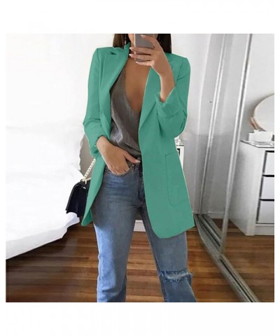 Blazers for Women Business Work Casual Open Front Blazer Suit 2023 Fall Fashion Plus Size Long Cardigan Blazer Jacket 03-gree...