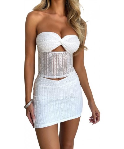 Two Piece Mini Skirt Set for Women Y2k Sexy Going Out Outfit Fairy Tube Top Skirts Cute 2 Piece Matching Sets H White $12.97 ...