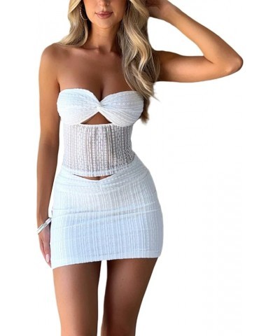 Two Piece Mini Skirt Set for Women Y2k Sexy Going Out Outfit Fairy Tube Top Skirts Cute 2 Piece Matching Sets H White $12.97 ...