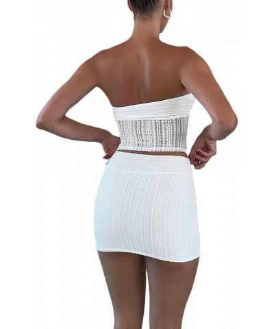 Two Piece Mini Skirt Set for Women Y2k Sexy Going Out Outfit Fairy Tube Top Skirts Cute 2 Piece Matching Sets H White $12.97 ...