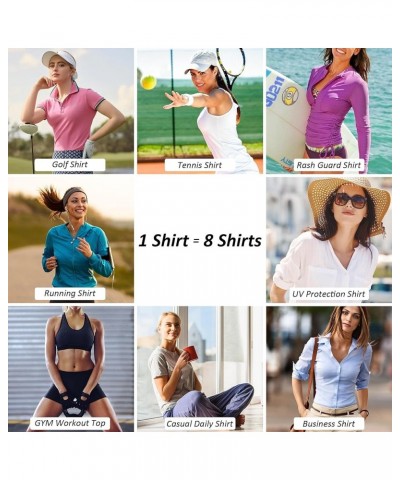 Women's Golf Polo Long Sleeve Workout Tops, Tennis Shirts, UPF 50+ Sun Protection, Quick Dry, Moisture, Wicking, Active White...