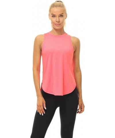 High Neck Workout Tank Tops for Women, Racerback Athletic Gym Exercise Yoga Tops Peach $11.04 Activewear