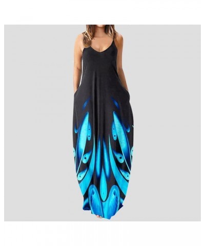 Maxi Dresses for Women 2024 Sleeveless Boho Plus Size Dresses Spaghetti Strap Flowy Long Sundresses with Pockets K-black $9.9...