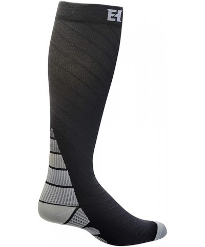 Elite Hockey, Notorious Pro-Series Compression Knee Sock (One Pair) Black/Silver Grey $11.59 Activewear