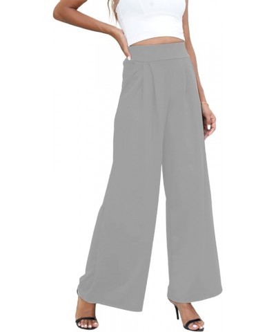 Womens Palazzo Long Pants High Waist Wide Leg Stretchy Loose Fit Casual Trousers with Pocket 1grey $18.19 Pants