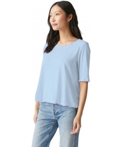 Women's Supima Cotton Slub Elbow Sleeve Swing Tee Water $11.00 T-Shirts