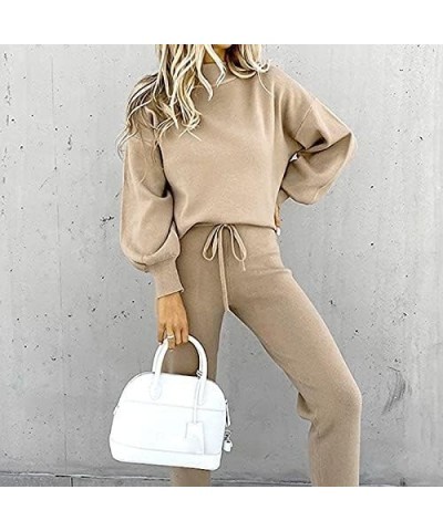 Womens Sweatsuits 2 Piece Set Casual Stand Collar Long Sleeve Sweatshirt and Jogger Sweatpants Comfy Lounge Sets H05-khaki $1...