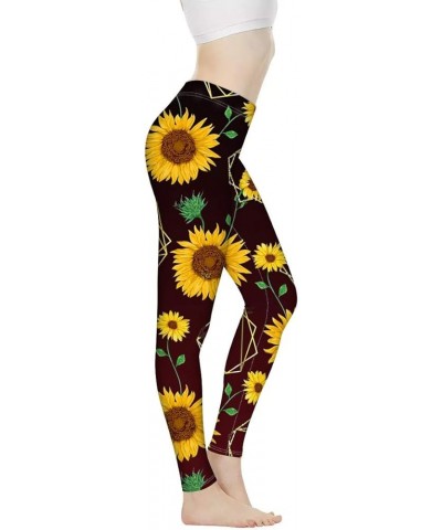 Yoga Pants for Womens Stretch Leggings Sports Tummy Control Workout Leggings XS-3XL Sunflower Fashipon $15.11 Activewear