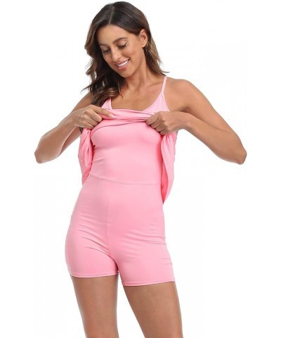 Womens Exercise Workout Dress with Built-in Shorts Sleeveless Athletic Dresses for Golf Tennis Pink $12.53 Activewear