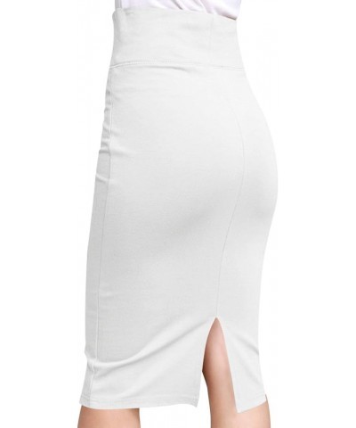 Women's Casual Office Work Wear Comfy Stretch Bodycon Solid Midi Pencil Skirt Hsk00887 White $11.57 Skirts