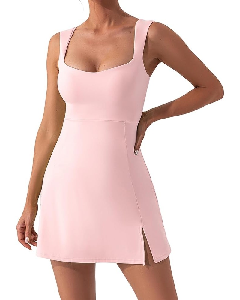 Women’s Tennis Dress with Built-in Bra Athletic Exercise Dresses Sleeveless Workout Golf Activewear Mini Dress Pink $19.94 Ac...