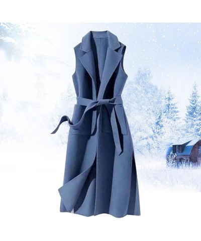 Women's Autumn And Winter Vest Woolen Solid Color Strap Personality Long Vest Jacket Winter Jacket Winter Blue $7.22 Vests