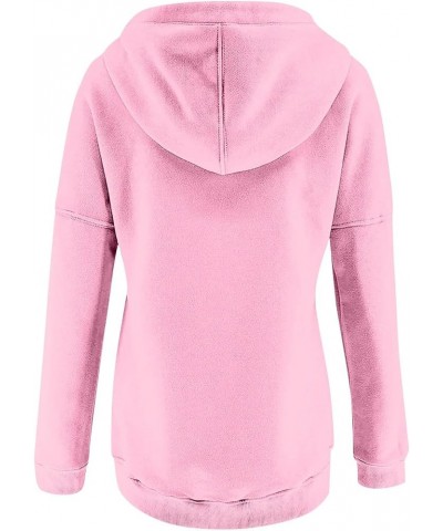 Hoodies For Women,2023 Casual Long Sleeve Drawstring Sweatshirt Lightweight Button Down Loose Fit Pullover B-pink $9.15 Activ...