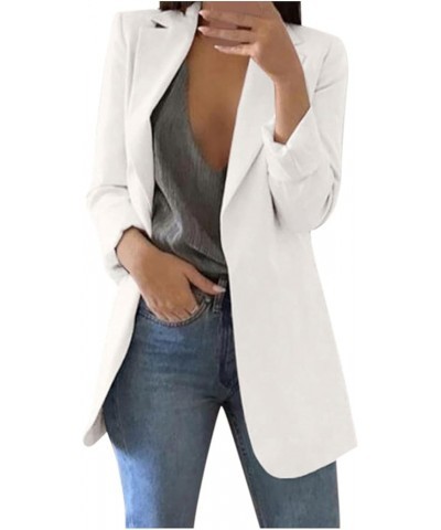 Fall 2023 Blazer Jackets for Women Casual Oversized Lapel Lightweight Blazer Open Front Long Sleeve Jacket Pockets White 4 $5...