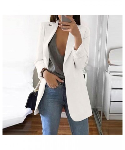 Fall 2023 Blazer Jackets for Women Casual Oversized Lapel Lightweight Blazer Open Front Long Sleeve Jacket Pockets White 4 $5...