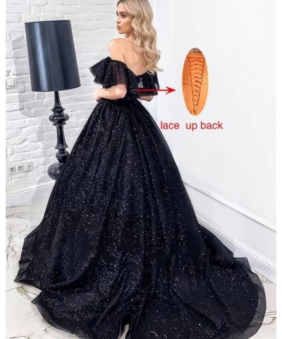 Off Shoulder Glitter Prom Dresses Long Ball Gowns for Women Ruffle Princess Formal Evening Gown Lilac $51.29 Dresses