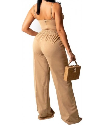 Women's Wide Leg High Waisted Casual Flowy Straight Leg Pants 721 Khaki $19.94 Pants