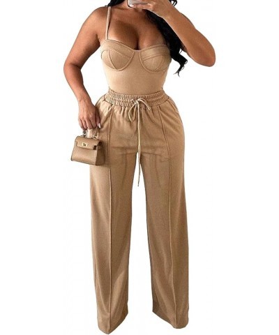 Women's Wide Leg High Waisted Casual Flowy Straight Leg Pants 721 Khaki $19.94 Pants