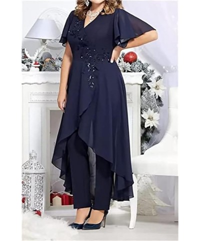 Women's Chiffon 2 Pieces Mother of The Bride Pant Suits for Wedding V Neck Mother of The Groom Dresses MIS17 Red $27.20 Suits