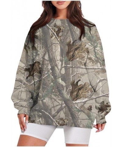 Women's Camo Hoodie Maple-Leaf Print Oversized Sweatshirt Fleece Hooded Sweatshirts with Pocket Classic Pullovers 1-brown $12...