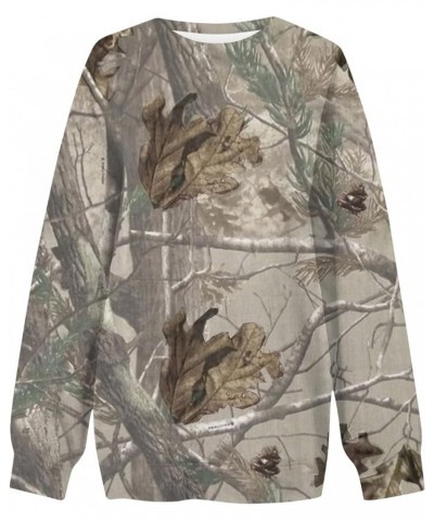 Women's Camo Hoodie Maple-Leaf Print Oversized Sweatshirt Fleece Hooded Sweatshirts with Pocket Classic Pullovers 1-brown $12...