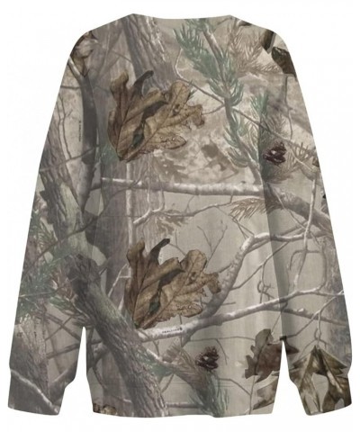 Women's Camo Hoodie Maple-Leaf Print Oversized Sweatshirt Fleece Hooded Sweatshirts with Pocket Classic Pullovers 1-brown $12...