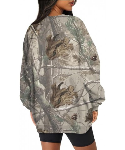 Women's Camo Hoodie Maple-Leaf Print Oversized Sweatshirt Fleece Hooded Sweatshirts with Pocket Classic Pullovers 1-brown $12...