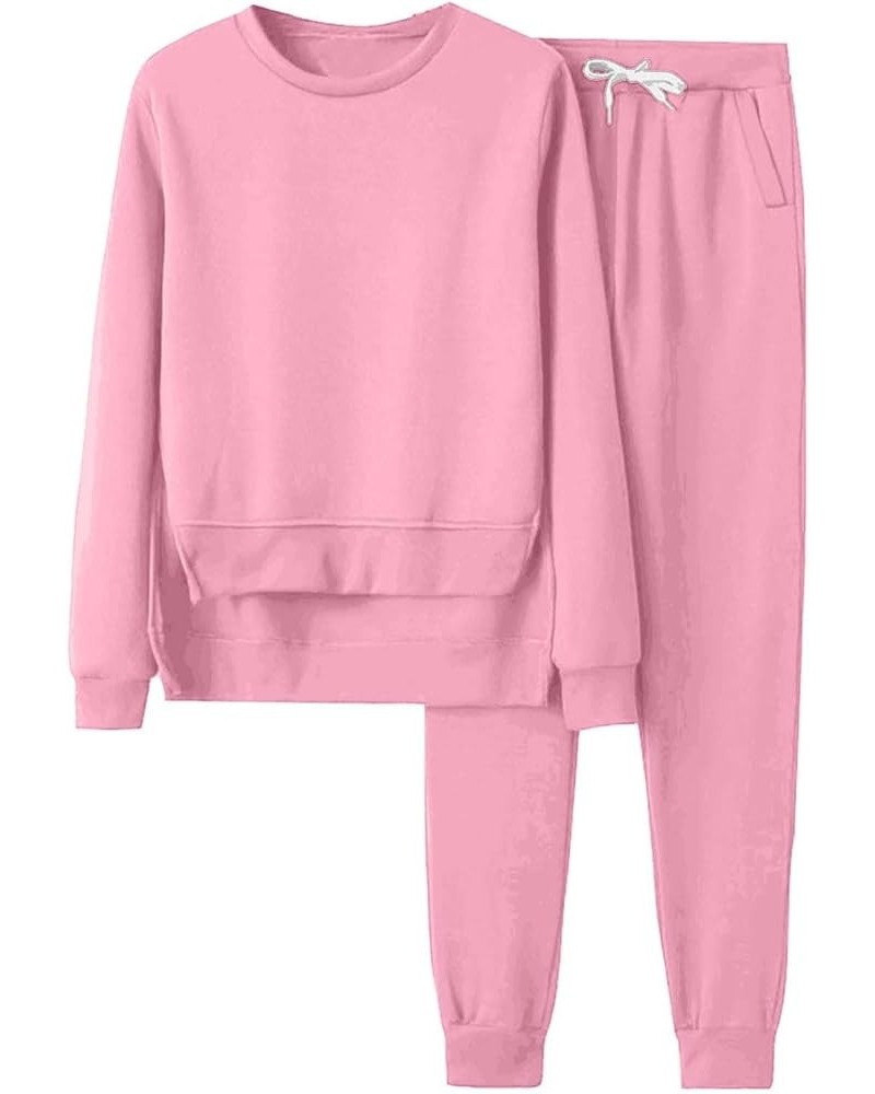 tracksuit for women 2 Piece Outfits, Crew Neck long sleeve sweatsuits Fall Irregular Hem Pullover solid Lounge Sets Rd2_01 $1...