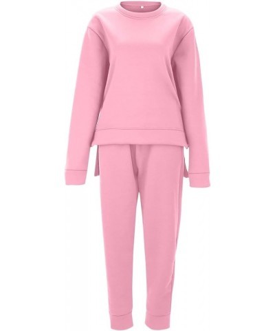 tracksuit for women 2 Piece Outfits, Crew Neck long sleeve sweatsuits Fall Irregular Hem Pullover solid Lounge Sets Rd2_01 $1...