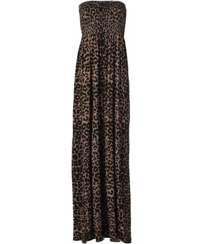 Women's Plain Sheering Boob Tube Maxi Dress Leopard Stripe $10.22 Dresses