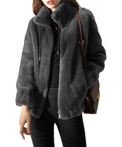 Padded Coat Stand-Collar Double-Faced Fleece Jacket, New Solid Color Spring Zip Up Warm CoatCoat Grey $13.49 Jackets