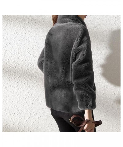 Padded Coat Stand-Collar Double-Faced Fleece Jacket, New Solid Color Spring Zip Up Warm CoatCoat Grey $13.49 Jackets