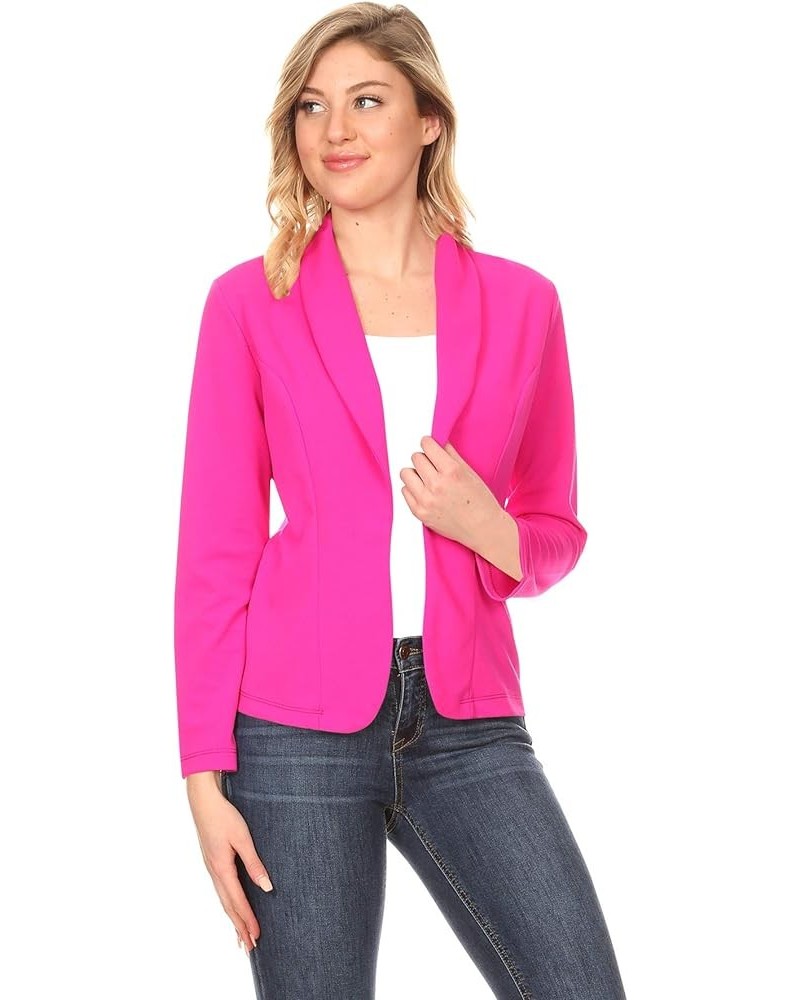 Women's Solid Casual Office Work Long Sleeve Open Front Blazer Jacket Magenta $17.97 Blazers