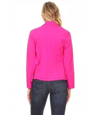 Women's Solid Casual Office Work Long Sleeve Open Front Blazer Jacket Magenta $17.97 Blazers