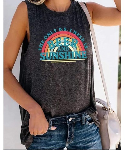 Beer and Sunshine Tank Tops Women Cute Rainbow Graphic Tshirt Summer Sleeveless Beach Vacation Shirt Drinking Party Tee Gray ...