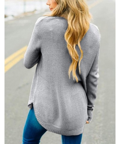 Women's 2024 Fall Long Sleeve Oversized Crew Neck Solid Color Knit Pullover Sweater Tops Grey $22.54 Sweaters