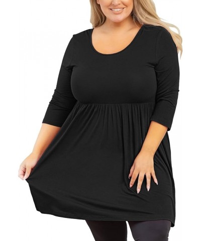 Plus Size Tunic for Women 3/4 Sleeve Crewneck Tops Flowy Blouse Babydoll Maternity Shirts M-5X A01-black $12.71 Tops