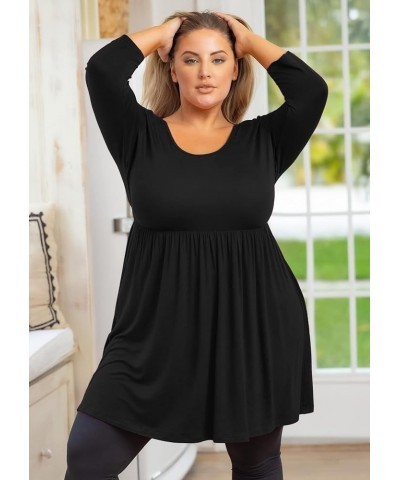 Plus Size Tunic for Women 3/4 Sleeve Crewneck Tops Flowy Blouse Babydoll Maternity Shirts M-5X A01-black $12.71 Tops